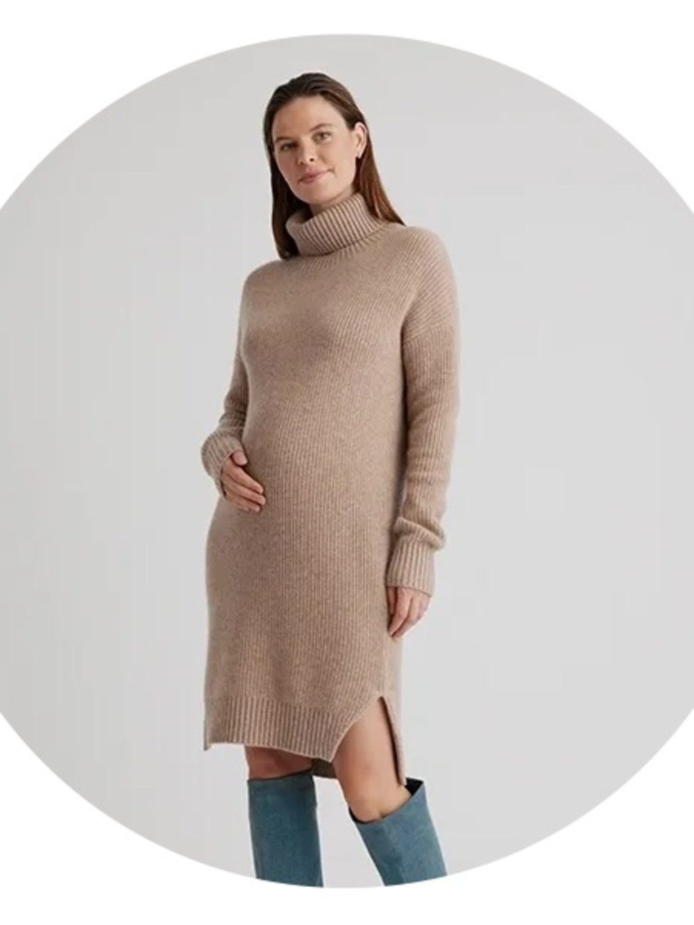 Quince Mongolian Cashmere Fisherman Maternity Sweater Dress